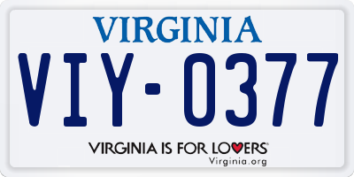 VA license plate VIY0377