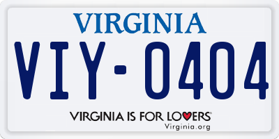 VA license plate VIY0404