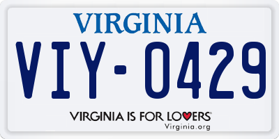 VA license plate VIY0429