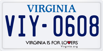 VA license plate VIY0608
