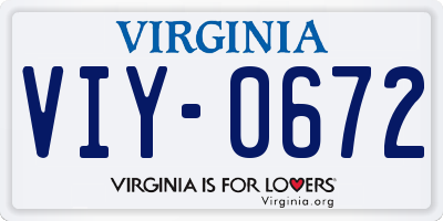 VA license plate VIY0672