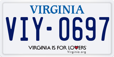 VA license plate VIY0697
