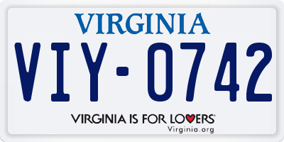 VA license plate VIY0742