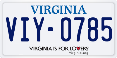 VA license plate VIY0785