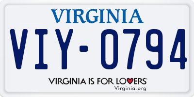 VA license plate VIY0794