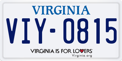 VA license plate VIY0815