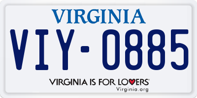 VA license plate VIY0885