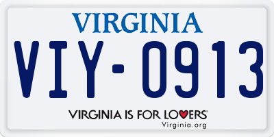 VA license plate VIY0913