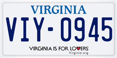 VA license plate VIY0945