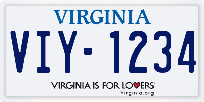 VA license plate VIY1234