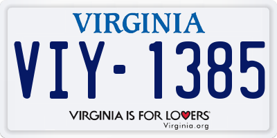 VA license plate VIY1385