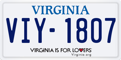 VA license plate VIY1807