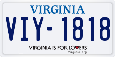 VA license plate VIY1818