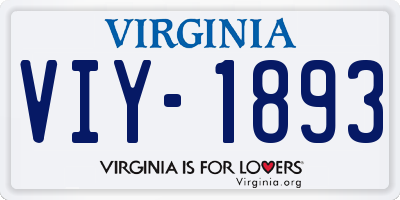 VA license plate VIY1893