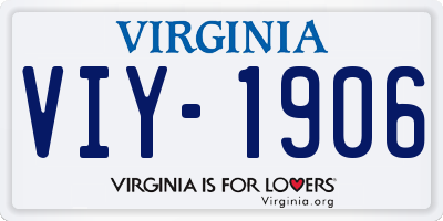 VA license plate VIY1906