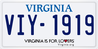 VA license plate VIY1919
