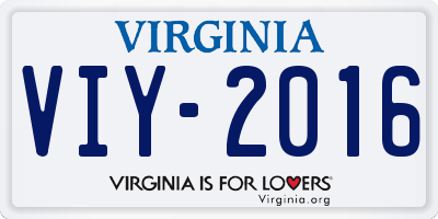 VA license plate VIY2016