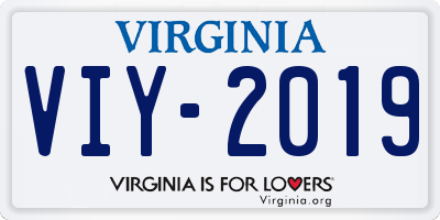 VA license plate VIY2019