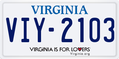 VA license plate VIY2103