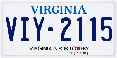 VA license plate VIY2115