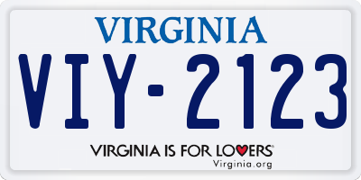 VA license plate VIY2123