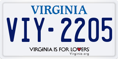 VA license plate VIY2205