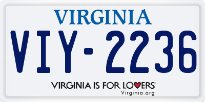 VA license plate VIY2236