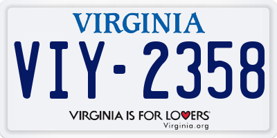 VA license plate VIY2358