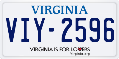 VA license plate VIY2596