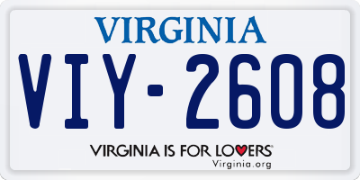 VA license plate VIY2608