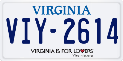 VA license plate VIY2614