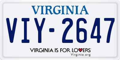 VA license plate VIY2647