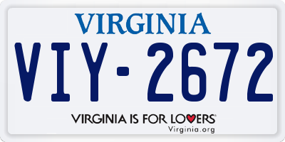 VA license plate VIY2672