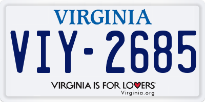 VA license plate VIY2685