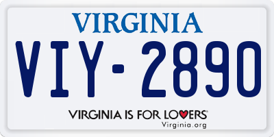 VA license plate VIY2890