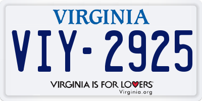 VA license plate VIY2925
