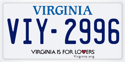 VA license plate VIY2996