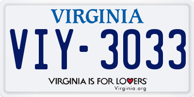 VA license plate VIY3033
