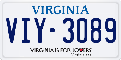 VA license plate VIY3089