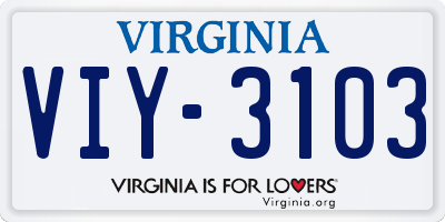 VA license plate VIY3103