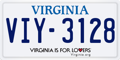 VA license plate VIY3128