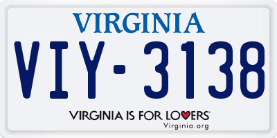 VA license plate VIY3138