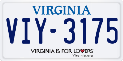 VA license plate VIY3175