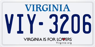 VA license plate VIY3206