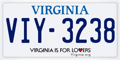 VA license plate VIY3238
