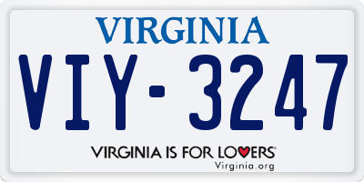 VA license plate VIY3247