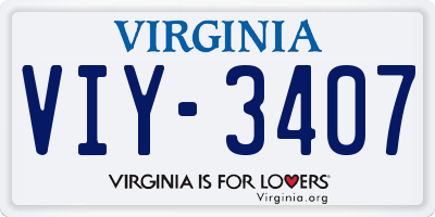 VA license plate VIY3407