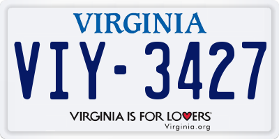 VA license plate VIY3427