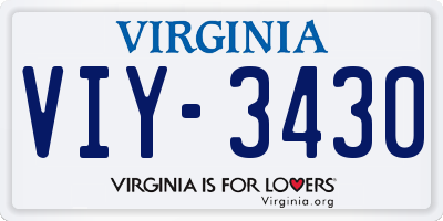 VA license plate VIY3430