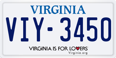 VA license plate VIY3450